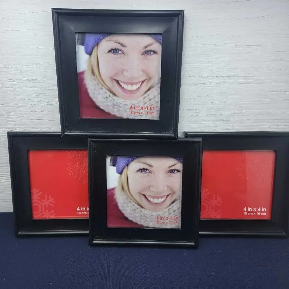 Black Photo Frame Lot 4x4 Picture Display Desktop Tabletop Wall Mount Collage